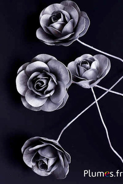 Rose en Bois - diam. 8 cm - argenté
